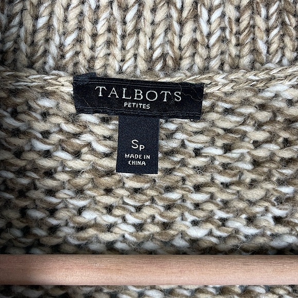 Talbots Wool Blend Knit Sweater Cardigan Size Small Petite Belted Cowl Neck - Picture 7 of 8